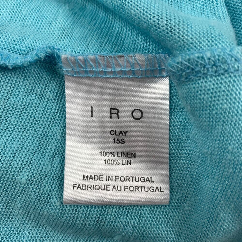 IRO Size S Clay Blue Aqua Distressed Linen Crew Neck T-shirt - Picture 5 of 5